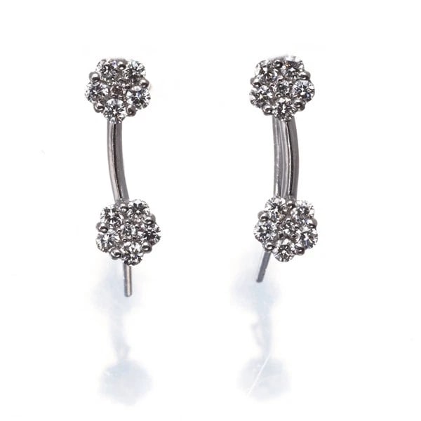 DIAMOND FLOWER HOOK EARRINGS: Diamond Flower Hook Earrings Brand: Unbranded Type: Earrings Material: 18K / 750 / White Gold Main Stone Natural Color: White Gold Size: Design size: 14.3 x 4.5mm Accessories: None Accesso