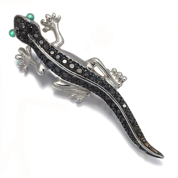 BLACK DIAMOND LIZARD BROOCH (1 of 3)