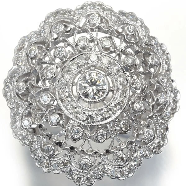 DIAMOND MILGRAIN OPENWORK RING - 2