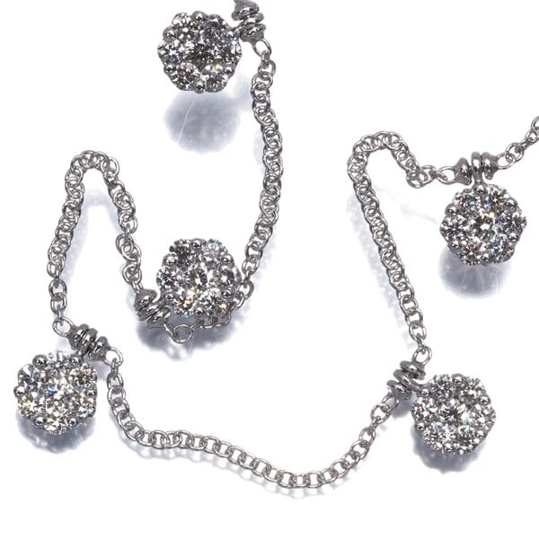 DIAMOND STATION FLOWER NECKLACE: Diamond Station Flower Necklace Brand: Unbranded Type: Necklace Material: 18K / 750 / White Gold Main Stone Natural Color: White Gold Size: Necklace length: 41 / 47cm Accessories: None