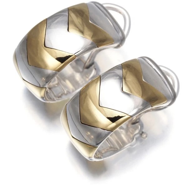 TIFFANY&CO. EARRINGS BICOLOR HOOP: Tiffany&Co. Earrings Bicolor Hoop Brand: Tiffany & Co. Type: Earrings Material: 18K / 750 / Yellow Gold 925 / Sterling Silver Color: Silver Size: Design size: length 18.9 x width 18.0 x