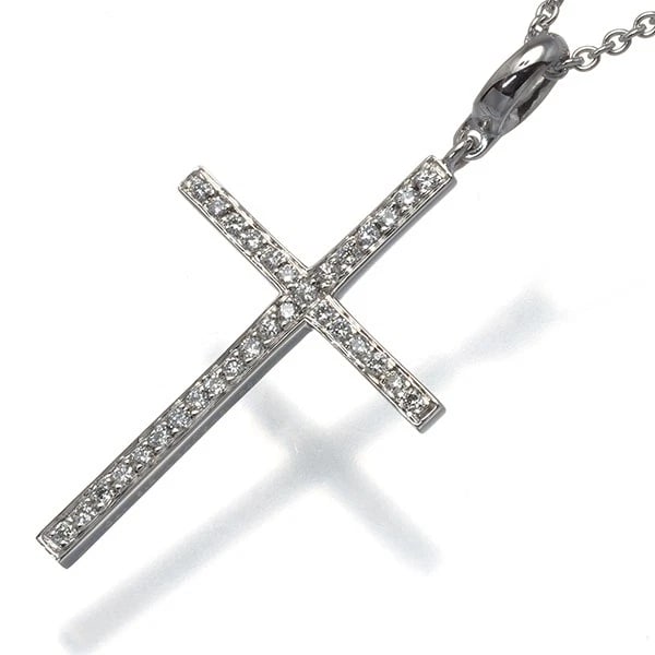 CHAUMET NECKLACE DIAMOND CROSS: CHAUMET Necklace Diamond Cross Brand: CHAUMET Type: Necklace Material: 18K / 750 / White Gold Main Stone Natural Color: White Gold Size: Necklace length: 37 / 40cm Accessories: None