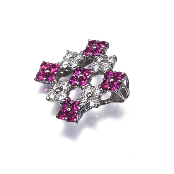 DIAMOND RUBY SQUARE PENDANT - 2