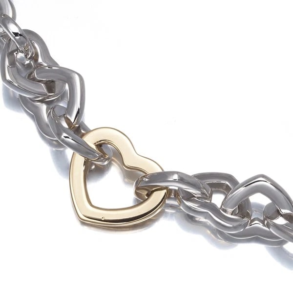TIFFANY&CO. NECKLACE HEART LINK BICOLOR: Tiffany&Co. Necklace Heart Link Bicolor Brand: Tiffany & Co. Type: Necklace Material: 18K / 750 / Yellow Gold 925 / Sterling Silver Color: Yellow Gold Size: Necklace length: 41cm Accessories: