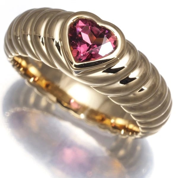 TIFFANY&CO. RING PINK TOURMALINE FRIENDSHIP HEART: Tiffany&Co. Ring Pink Tourmaline Friendship Heart Brand: Tiffany & Co. Type: Ring Material: 18K / 750 / Yellow Gold Color: Yellow Gold Size: US5 Accessories: None Accessories Notice: When