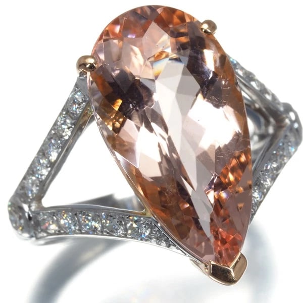 PEAR-SHAPED MORGANITE RING - 2
