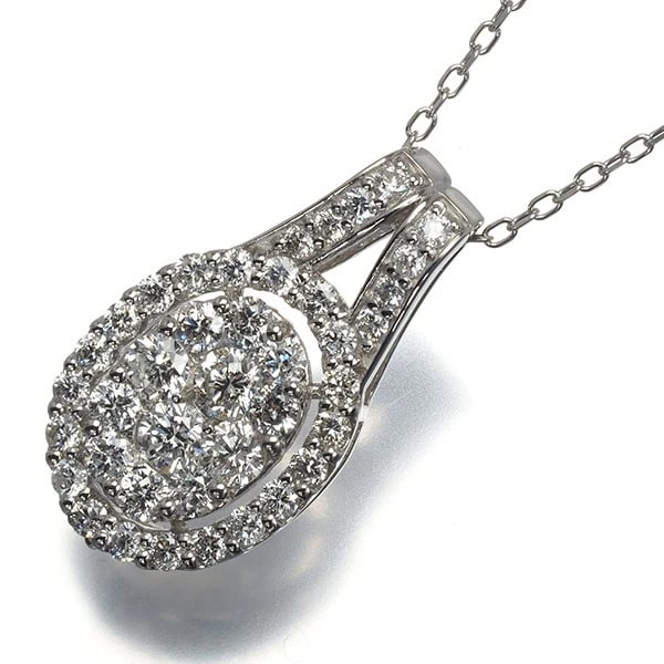 DIAMOND PAVED NECKLACE: Diamond Paved Necklace Brand: Unbranded Type: Necklace Material: 900 / 850 / Platinum Main Stone Natural Color: Platinum Size: Necklace length: 44cm Accessories: None Accessories Notice: W