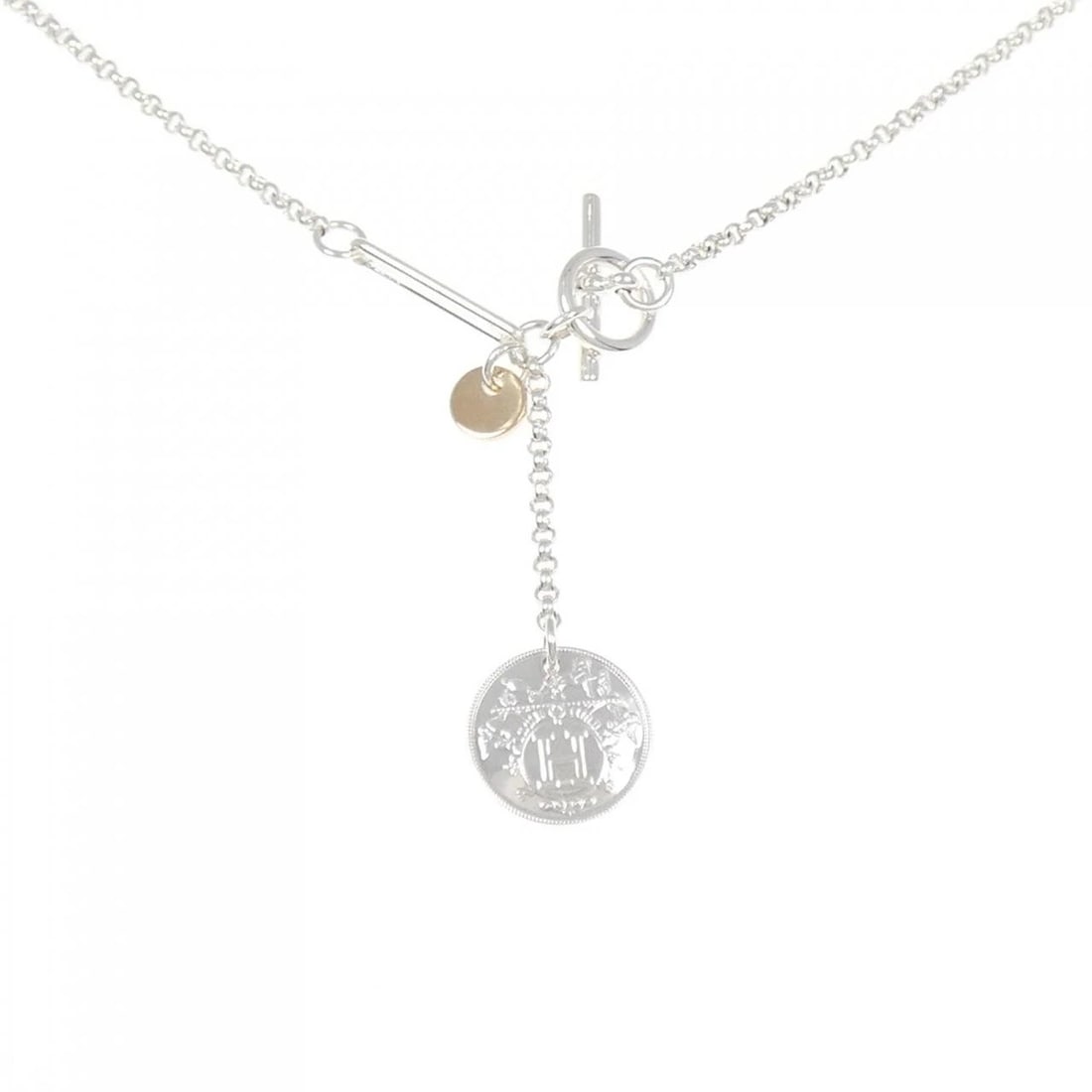 HERMES EX LIBRIS NECKLACE: HERMES Ex Libris Necklace Brand: HERMES Type: Necklace Material: 925 Silver 750 Pink Gold Color: Silver Pink Gold Size: 42cm Accessories: None Accessories Notice: When purchasing pre-owned