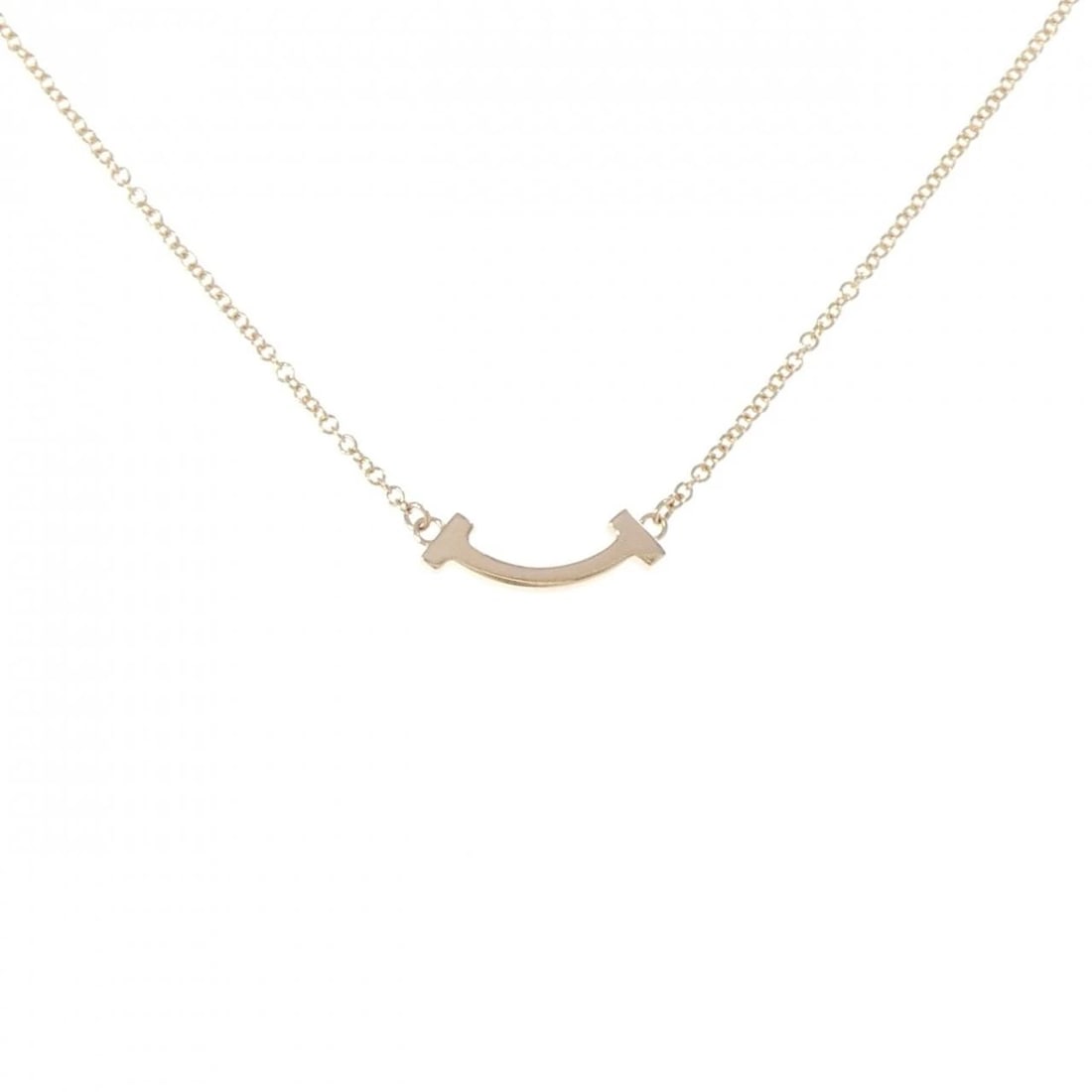 TIFFANY T SMILE MINI NECKLACE: Tiffany T Smile mini Necklace Brand: Tiffany Type: Necklace Material: 750 Pink Gold Color: Pink Gold Size: 41/46cm Accessories: None Accessories Notice: When purchasing pre-owned goods,