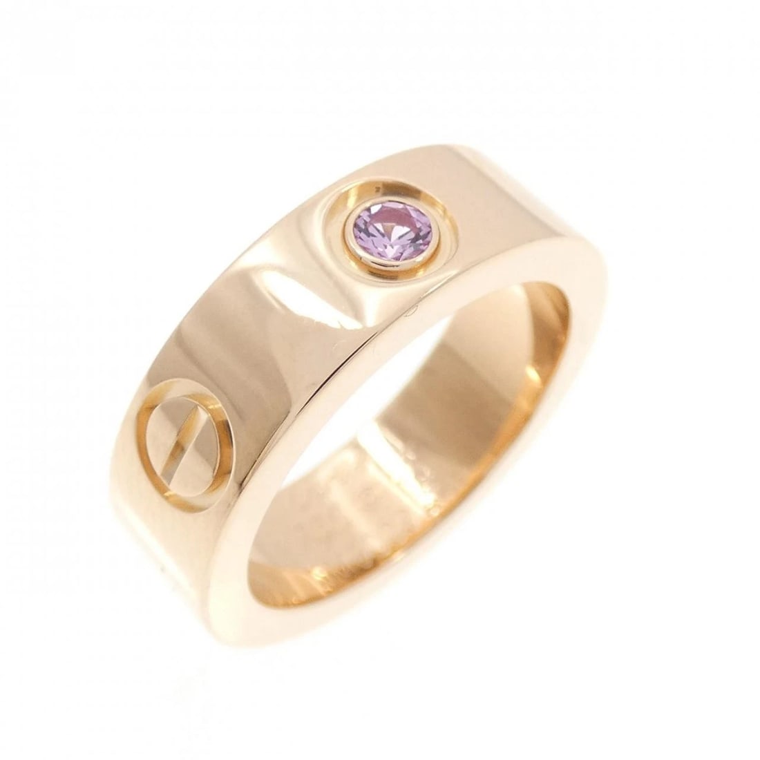 CARTIER LOVE 1P RING: Cartier Love 1P Ring Brand: Cartier Type: Ring Material: 750 Pink Gold Main Stone Sapphire Color: Pink Gold Size: 4-4.5 (US size) Accessories: None Accessories Notice: When purchasing pre-