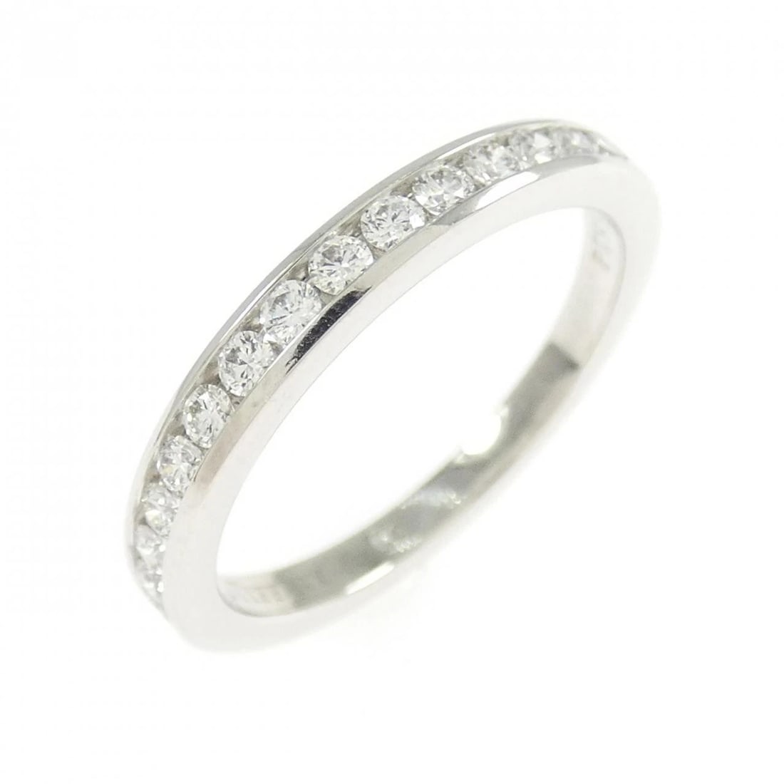 TIFFANY & CO. HALF CIRCLE CHANNEL SETTING RING: Tiffany & Co. half Circle channel setting Ring Brand: Tiffany Type: Ring Material: Platinum 950 Main Stone Natural Color: Platinum Size: 5 (US size) Accessories: None Accessories Notice: When