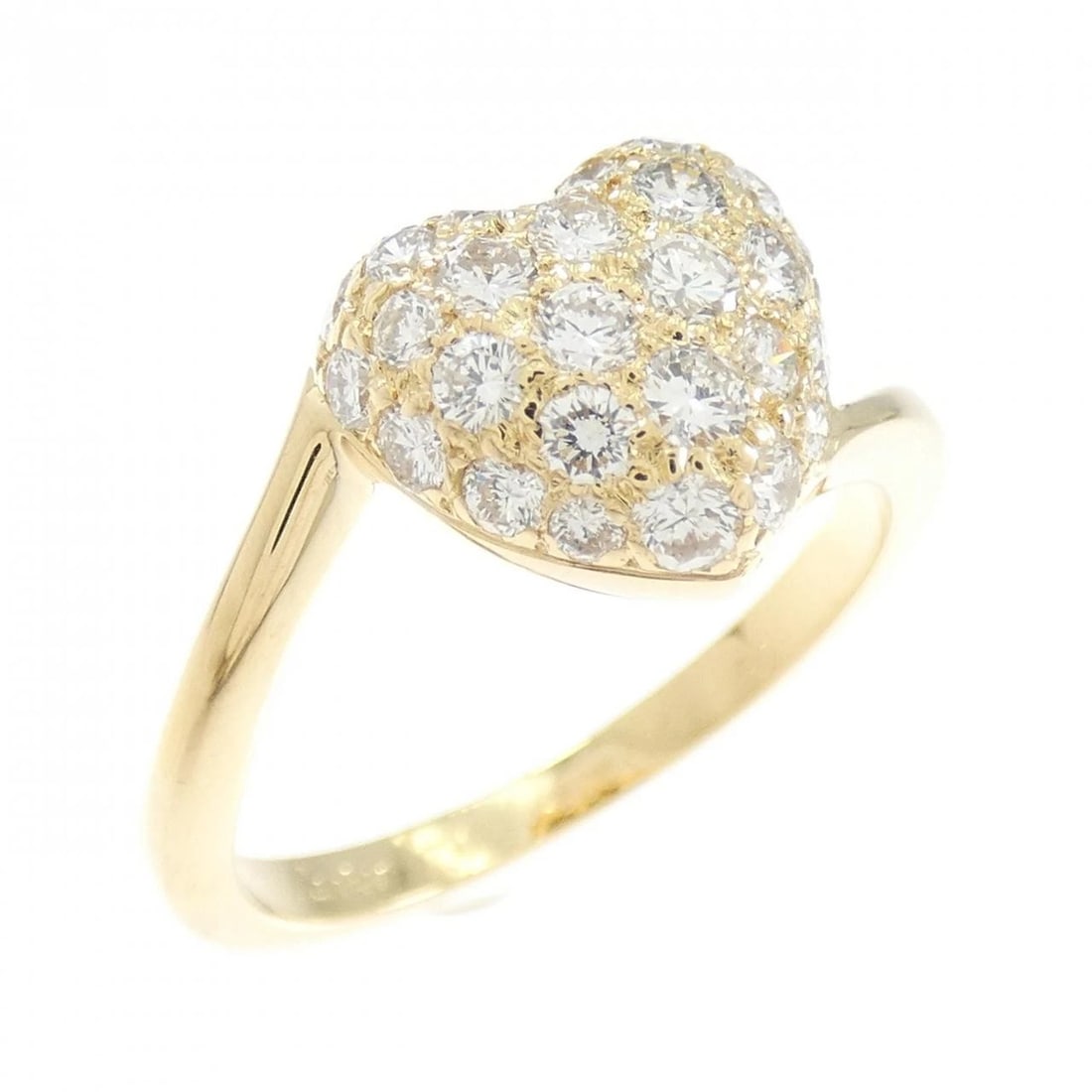 CARTIER HEART SHAPE WITH DIAMOND RING: Cartier Heart Shape with Diamond Ring Brand: Cartier Type: Ring Material: 750 Yellow Gold Main Stone Natural Color: Yellow Gold Size: 5-5.5 (US size) Accessories: None Accessories Notice: