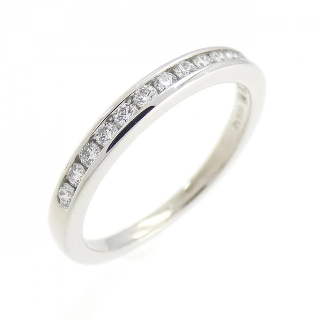 TIFFANY & CO. HALF CIRCLE CHANNEL SETTING RING: Tiffany & Co. half Circle channel setting Ring Brand: Tiffany Type: Ring Material: Platinum 950 Main Stone Natural Color: Platinum Size: 3.5 (US size) Accessories: None Accessories Notice: