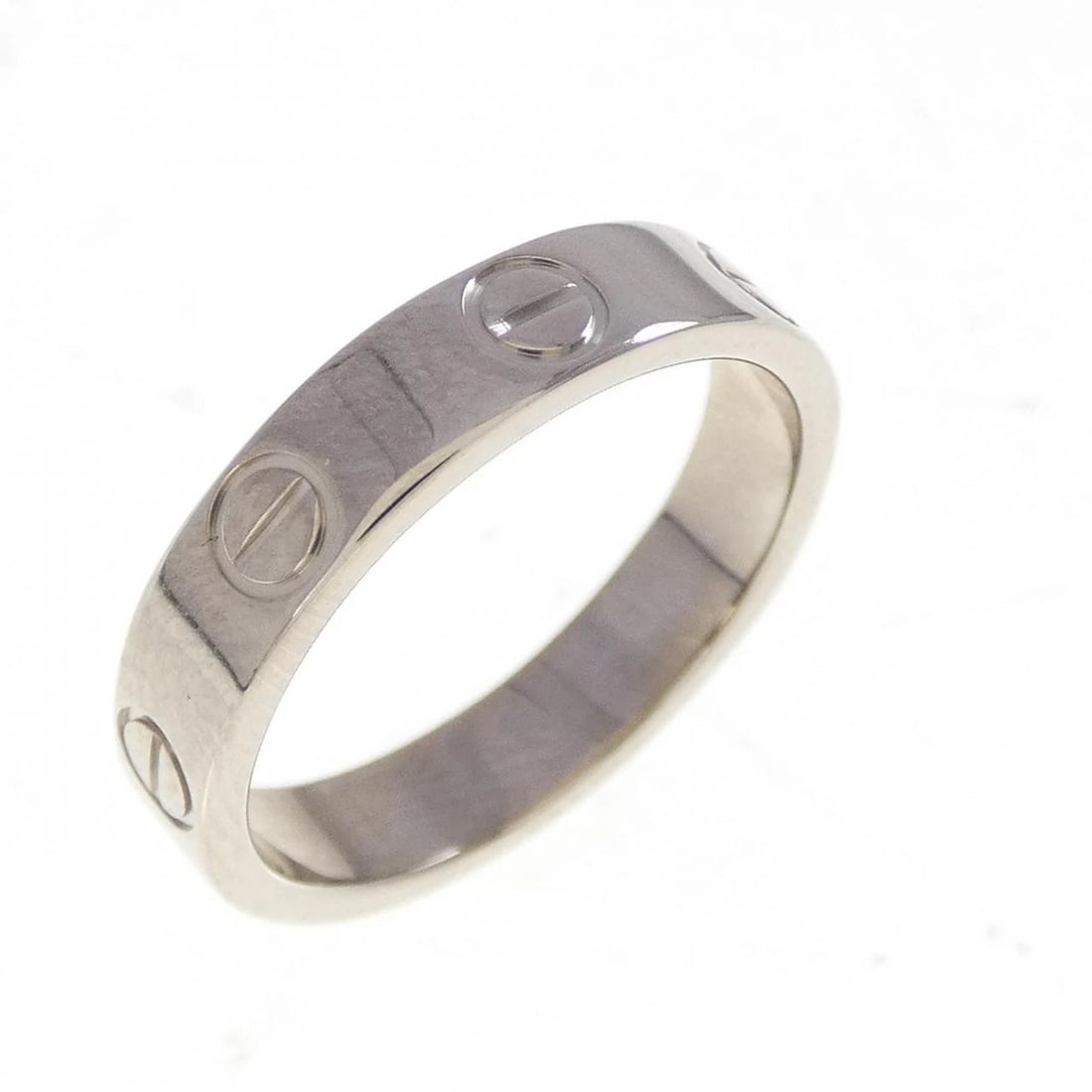 CARTIER MINI LOVE RING: Cartier Mini Love Ring Brand: Cartier Type: Ring Material: 750 White Gold Color: White Gold Size: 4.5-5 (US size) Accessories: None Accessories Notice: When purchasing pre-owned goods, please