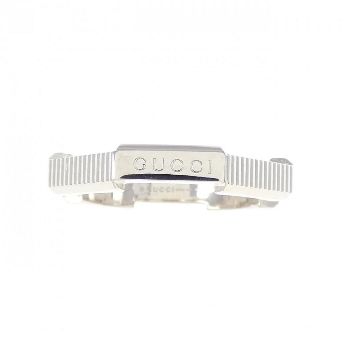 GUCCI 750WG RING: GUCCI 750WG Ring Brand: GUCCI Type: Ring Material: 750 White Gold Color: White Gold Size: 9-9.5 (US size) (19) Accessories: None Accessories Notice: When purchasing pre-owned goods, please