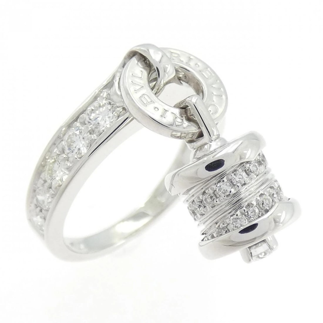 BVLGARI B.ZERO1 ELEMENT RING: BVLGARI B.zero1 Element Ring Brand: BVLGARI Type: Ring Material: 750 White Gold Main Stone Natural Color: White Gold Size: 5 (US size) Accessories: None Accessories Notice: When purchasing