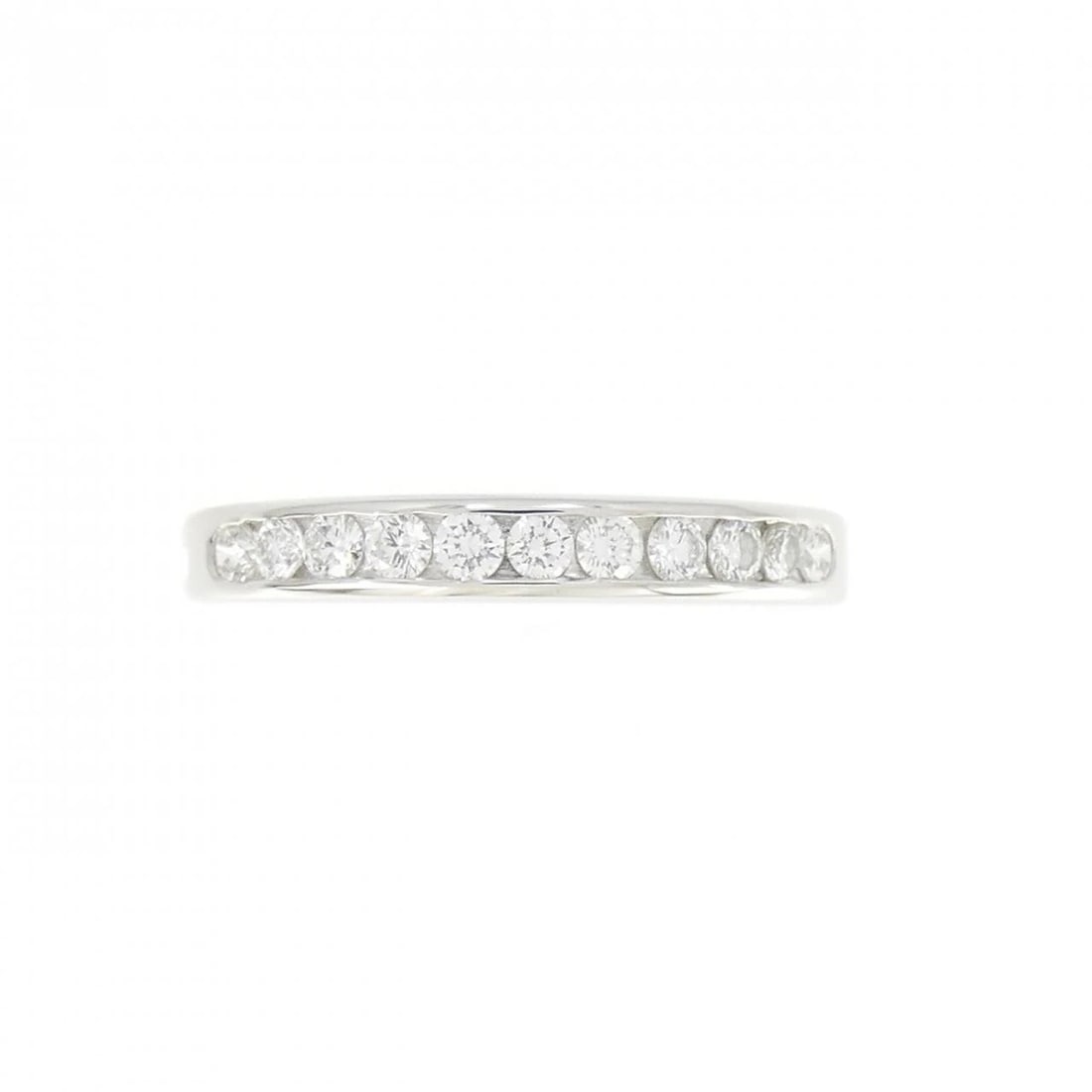 TIFFANY & CO. HALF CIRCLE CHANNEL SETTING RING: Tiffany & Co. half Circle channel setting Ring Brand: Tiffany Type: Ring Material: Platinum Main Stone Natural Color: Platinum Size: 4-4.5 (US size) Accessories: None Accessories Notice: When