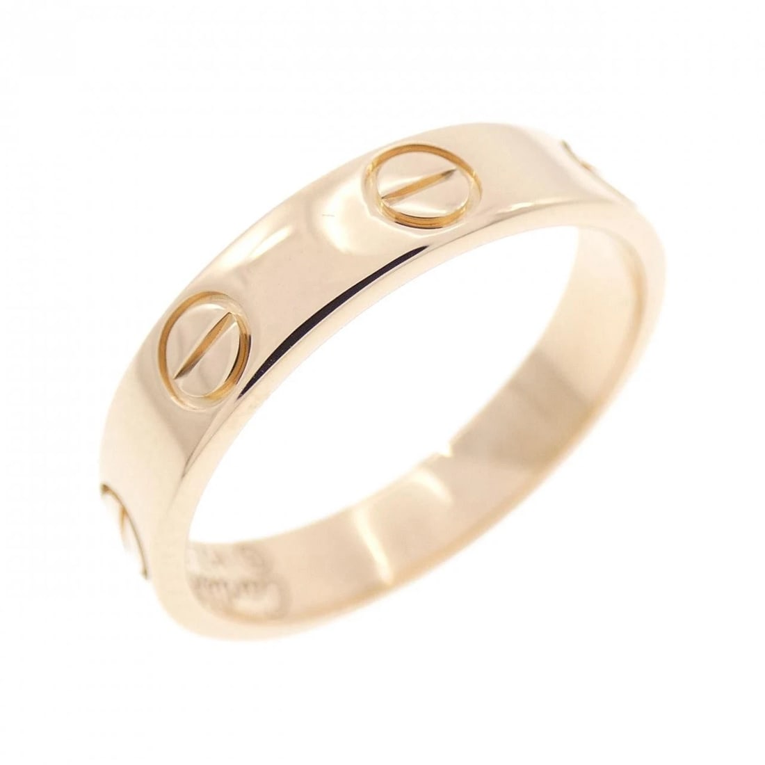 CARTIER MINI LOVE RING: Cartier Mini Love Ring Brand: Cartier Type: Ring Material: 750 Pink Gold Color: Pink Gold Size: 4.5-5 (US size) Accessories: None Accessories Notice: When purchasing pre-owned goods, please