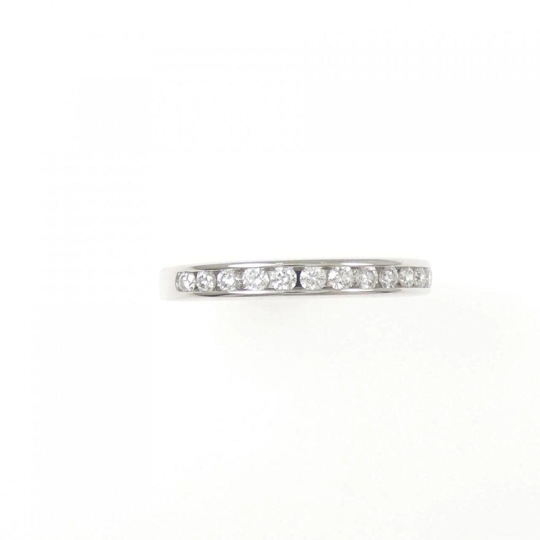 TIFFANY & CO. HALF CIRCLE CHANNEL SETTING RING: Tiffany & Co. half Circle channel setting Ring Brand: Tiffany Type: Ring Material: Platinum 950 Main Stone Natural Color: Platinum Size: 4.5-5 (US size) Accessories: None Accessories Notice: