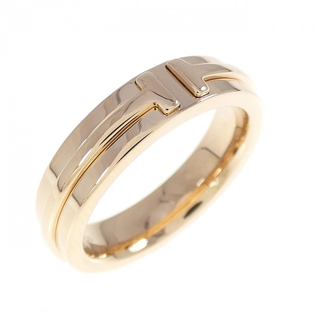 TIFFANY T TWO NARROW RING: Tiffany T Two Narrow Ring Brand: Tiffany Type: Ring Material: 750 Pink Gold Color: Pink Gold Size: 5 (US size) Accessories: None Accessories Notice: When purchasing pre-owned goods, please