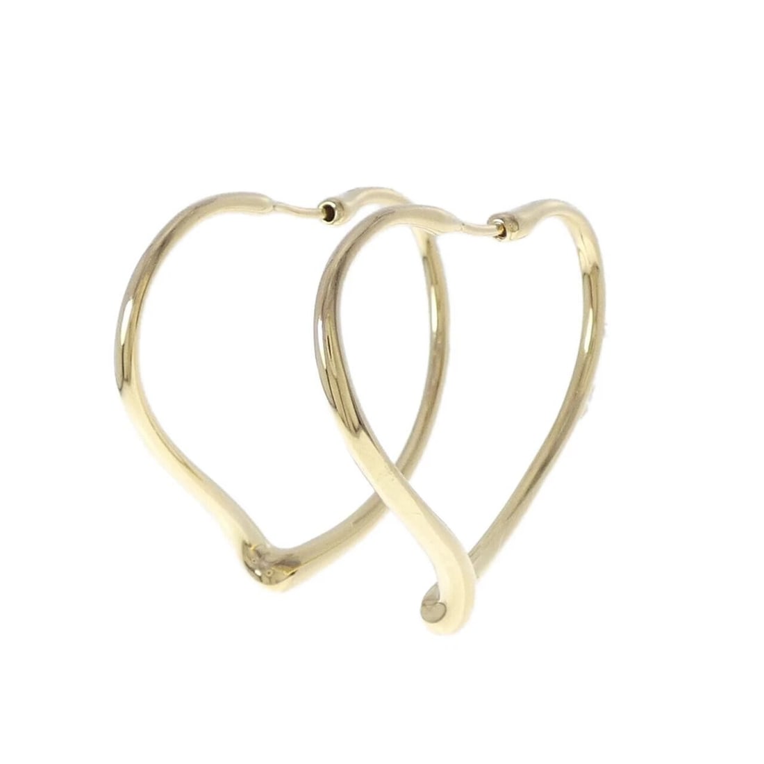 TIFFANY OPEN HEART HOOP EARRINGS: Tiffany Open Heart Hoop Earrings Brand: Tiffany Type: Earrings Material: 750 Yellow Gold Color: Yellow Gold Size: ActualSize HxW: 30.0mmx4.6mm Accessories: None Accessories Notice: When