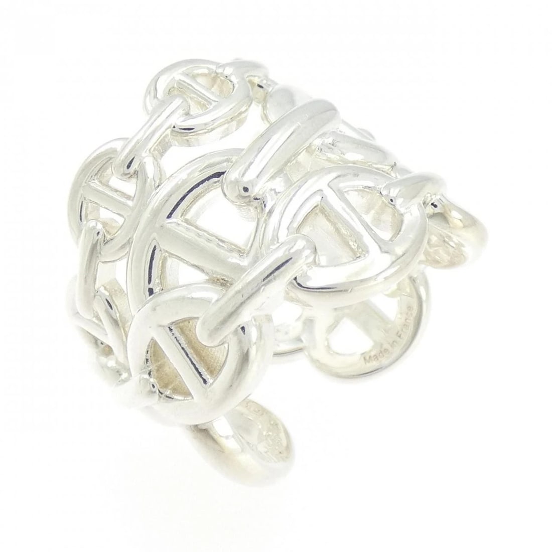 HERMES CHAINE D'ANCRE ENCHENE RING: HERMES Chaine d'Ancre Enchene Ring Brand: HERMES Type: Ring Material: 925 Silver Color: Silver Size: 5.5 (US size) Accessories: None Accessories Notice: When purchasing pre-owned goods,