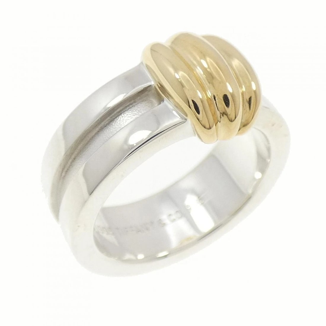 TIFFANY & CO. 925 750YG RING: Tiffany & Co. 925 750YG Ring Brand: Tiffany Type: Ring Material: 925 Silver 750 Yellow Gold Color: Silver Yellow Gold Size: 5.5 -6 (US size) Accessories: None Accessories Notice: When