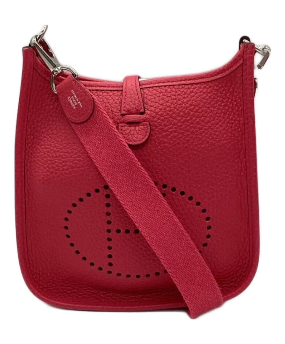 HERMES EVELYNE TPM SHOULDER BAG: HERMES Evelyne TPM Shoulder Bag Brand: HERMES Type: Handbag Material: Taurillon Clemence Color: Rose Mexico Size: H:17cm / W:15cm / D:5cm Accessories: None Accessories Notice: When purchasing