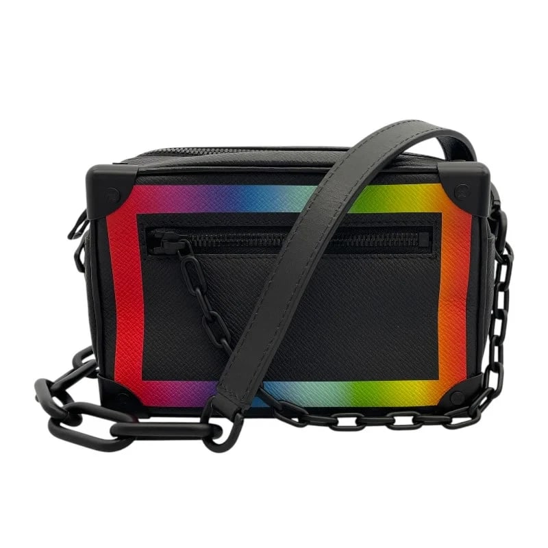 LOUIS VUITTON MINI SOFT TRUNK BLACK×RAINBOW: LOUIS VUITTON Mini Soft Trunk Black×Rainbow Brand: LOUIS VUITTON Type: Handbag Material: Taiga Color: Black x Rainbow Size: W: 19cm / H: 12cm / D: 7cm / Shoulder: 125cm Accessories: None