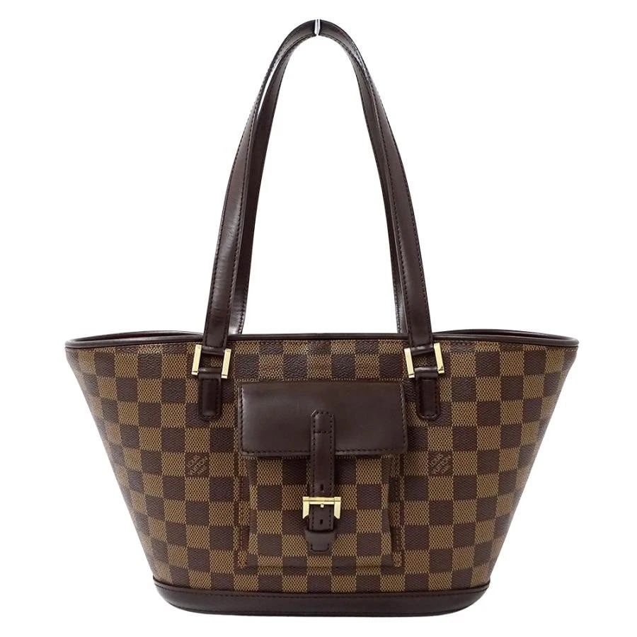 LOUIS VUITTON DAMIER MANOSQUE PM SHOULDER BAG: Louis Vuitton Damier Manosque PM Shoulder Bag Brand: Louis Vuitton Type: Handbag Material: Damier Canvas Color: Damier Ebene Size: W: 22.5~37cm / H: 19.5cm / D: 10.5cm / Handle: 55cm Accessories: