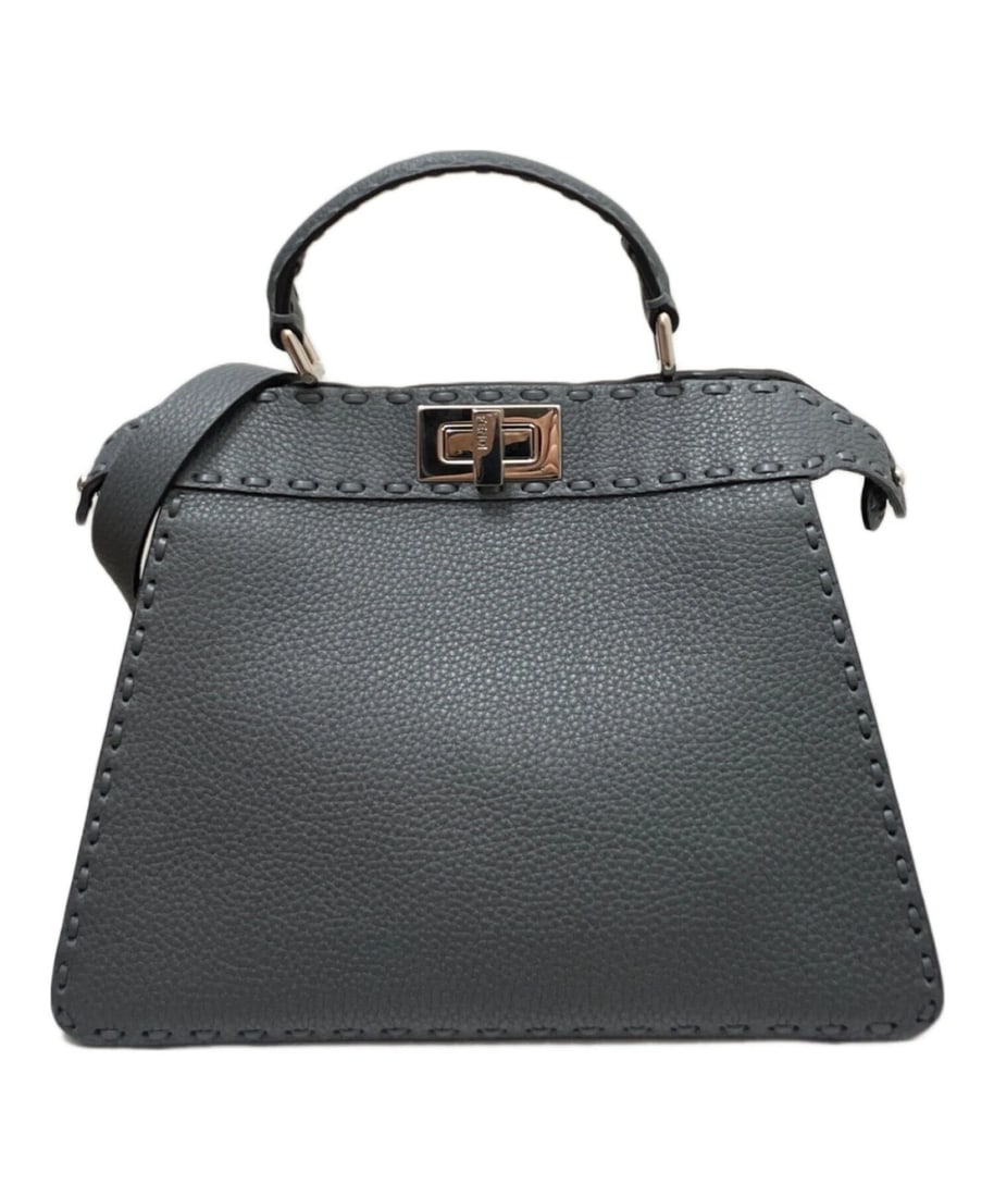 FENDI SELLERIA PEEKABOO: FENDI SELLERIA Peekaboo Brand: FENDI Type: Handbag Material: Calf Leather Color: Dark Gray Size: H:20.5cm / W:27.0cm / D:11.0cm [ Handle size ] 8.5cm Accessories: None Accessories Notice: