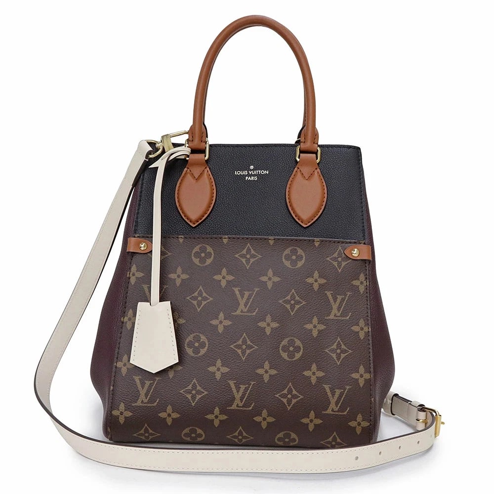 LOUIS VUITTON FOLD TOTE MM MONOGRAM BLACK: LOUIS VUITTON Fold Tote MM Monogram Black Brand: LOUIS VUITTON Type: Handbag Material: Monogram Color: Brown X Black X Bordeaux X Ivory Size: W: 20cm x 23cm x H: 28cm x D: 18cm Handle: 31cm