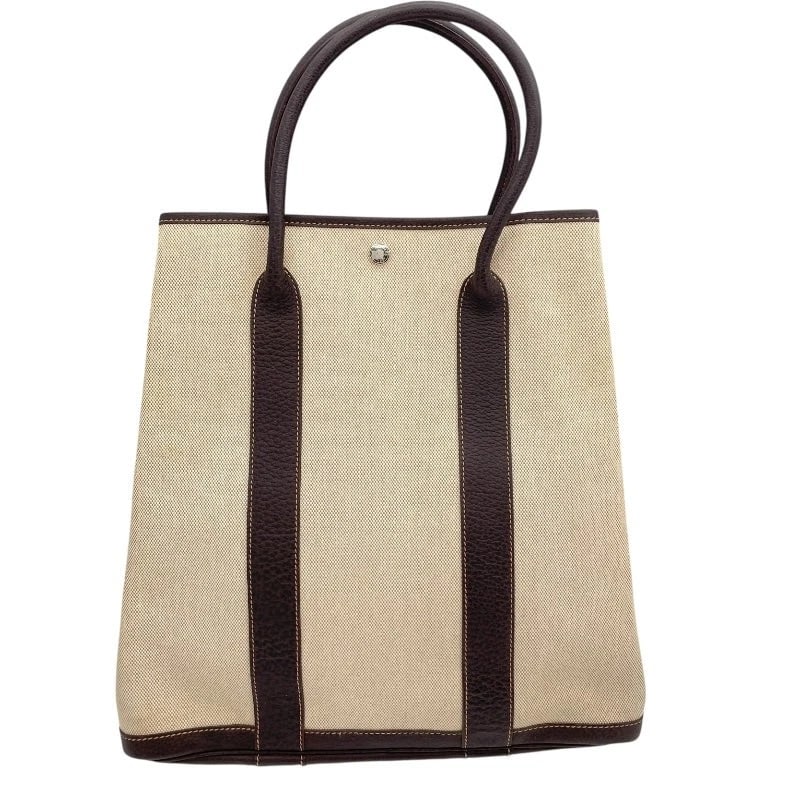 HERMES GARDEN PARTY STAMP MARRON SHW TOILE/LEATHER: HERMES Garden Party Stamp Marron SHW Toile/Leather Brand: HERMES Type: Handbag Material: Toile/Leather Color: Maron/SV Hardware Size: W: 36cm / H: 39cm / D: 9cm Accessories: None Accessories