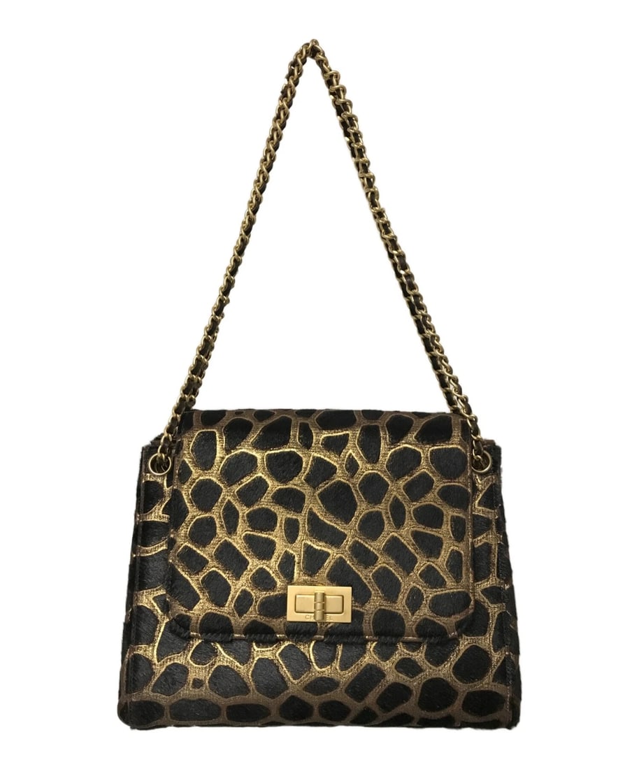 CHANEL GIRAFFE PATTERN CALF HAIR CHAIN SHOULDER BAG (1 of 10)
