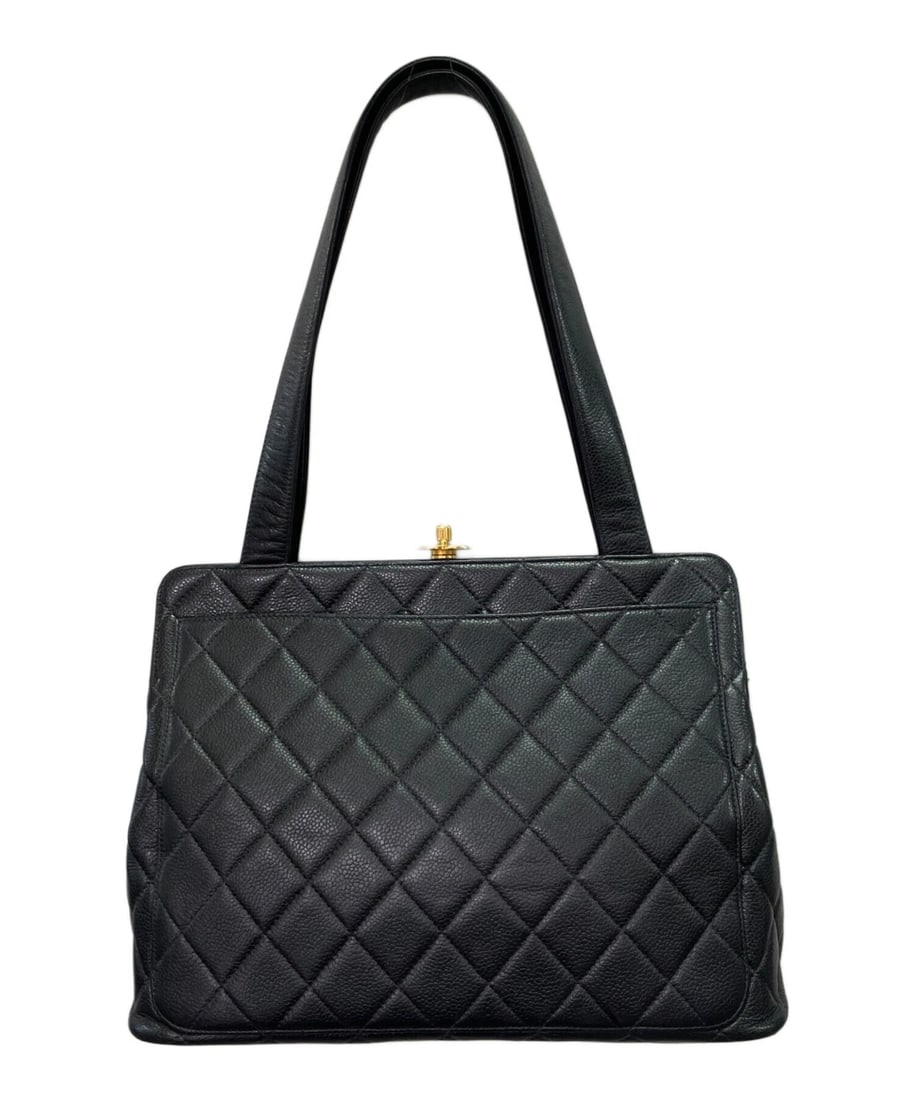CHANEL MATELASSÉ TURNLOCK: CHANEL Matelassé Turnlock Brand: CHANEL Type: Handbag Material: Caviar Skin Color: Black Size: H:30.0cm / W:22.5cm / D:12.0cm [ Handle size ] 58.0cm Accessories: None Accessories Notice: