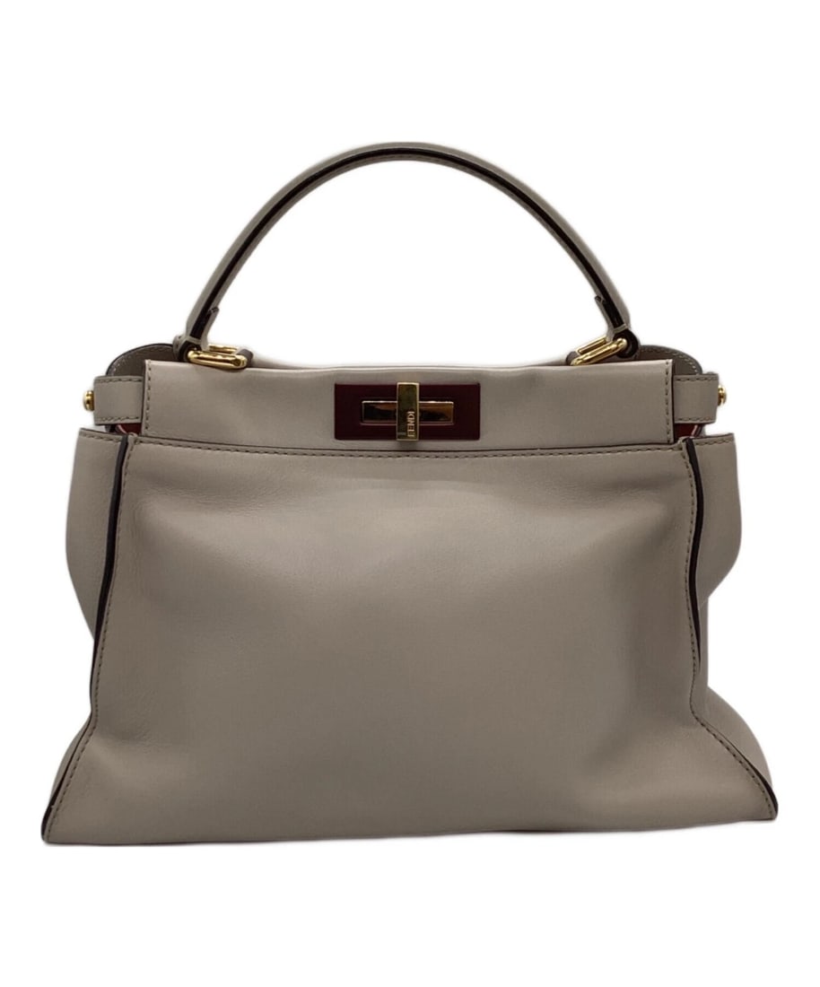 FENDI PEEKABOO BAG: FENDI Peekaboo Bag Brand: FENDI Type: Handbag Material: none Color: Beige Size: H:25cm / W:34cm / D:14cm [ Handle size ] 12cm Accessories: None Accessories Notice: When purchasing pre-owne