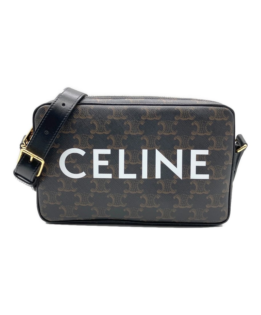 CELINE MESSENGER SHOULDER BAG: CELINE Messenger Shoulder Bag Brand: CELINE Type: Handbag Material: Triomphe Canvas Color: Brown Size: H:14.8cm / W:23.0cm / D:4.0cm Accessories: None Accessories Notice: When purchasing