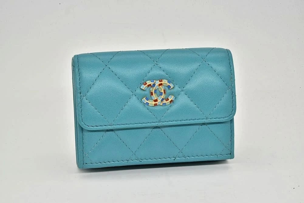 CHANEL SMALL FLAP WALLET LAMBSKIN BLUE (1 of 6)
