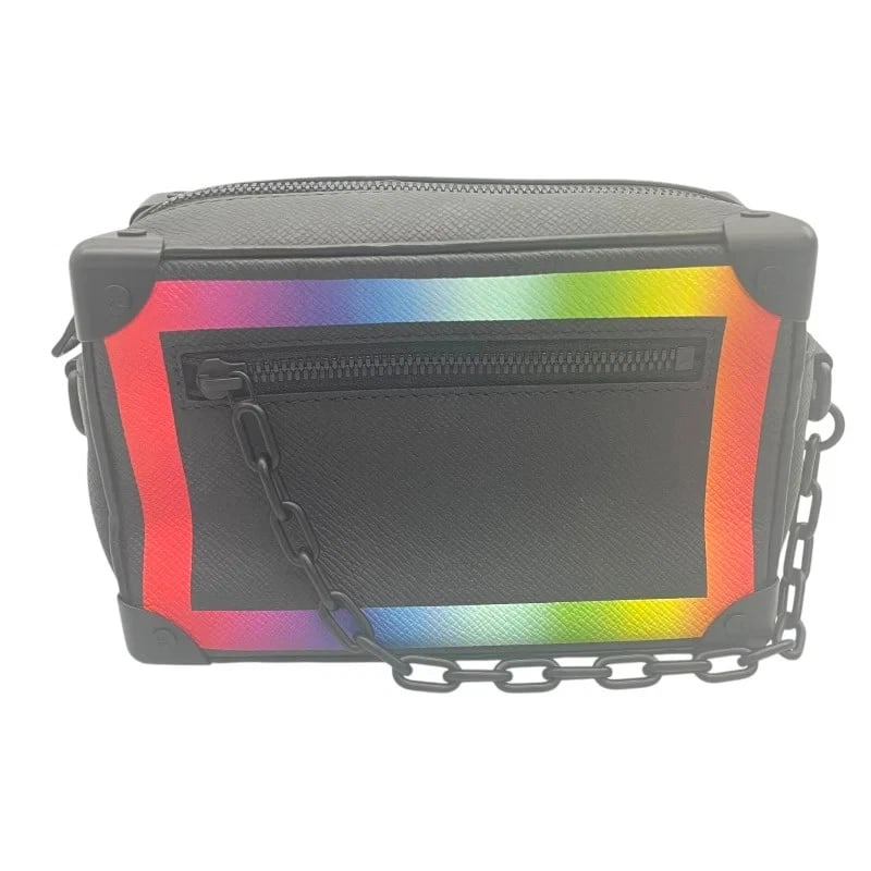 LOUIS VUITTON MINI SOFT TRUNK BLACK: LOUIS VUITTON Mini Soft Trunk Black Brand: LOUIS VUITTON Type: Handbag Material: Tiger Leather Color: Black x Multi Size: W: 18cm / H: 12cm / D: 9cm / Shoulder: 123cm Accessories: None