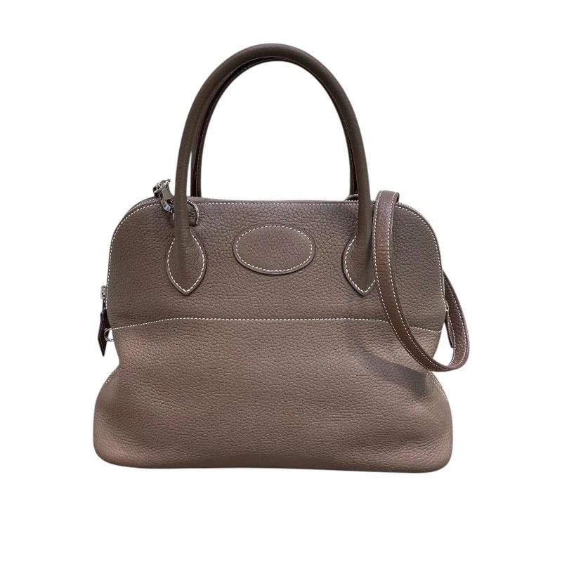 HERMES BOLIDE 31 A STAMP ETOUPE × SHW TAURILLON LEATHER HANDBAG: Hermes Bolide 31 A Stamp Etoupe × SHW Taurillon Leather Handbag Brand: HERMES Type: Handbag Material: Taurillon Color: Etoupe ×/ SV Hardware Size: W: 31cm / H: 23.5cm / D: 12cm / Shoulder: