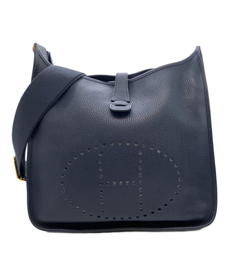 HERMES EVELYNE 3 PM/BLUE NUIT/GHW/CLEMENCE: HERMES Evelyne 3 PM/Blue Nuit/GHW/Clemence Brand: HERMES Type: Handbag Material: Taurillon Clemence Color: Bleu Nuit Size: H:32cm / W:31cm / D:8cm Accessories: None Accessories Notice: Whe