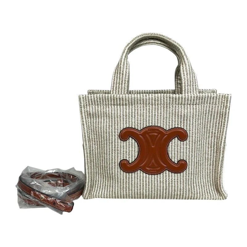 CELINE SMALL CABAS TIE TEXTILE CANVAS/: CELINE Small Cabas Tie Textile Canvas/ Brand: CELINE Type: Handbag Material: Canvas/Leather Color: Textiles Size: W: 15cm / H: 19cm / D: 12cm / Shoulder: 91-95cm Accessories: None Accessories