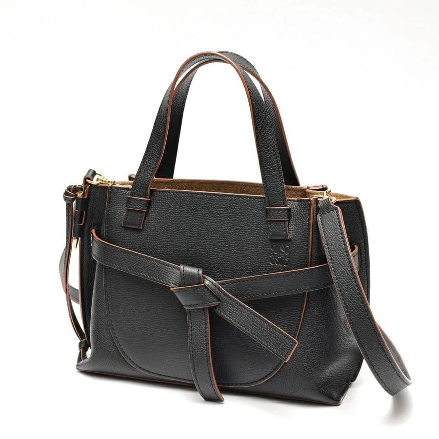 LOEWE GATE TOP HANDLE MINI SHOULDER BAG: Loewe Gate Top Handle Mini Shoulder Bag Brand: Loewe Type: Bag Material: Kataoshi Leather Color: Black Size: W25×H18.5×D11.5cm Accessories: None Accessories Notice: When purchasing pre-own