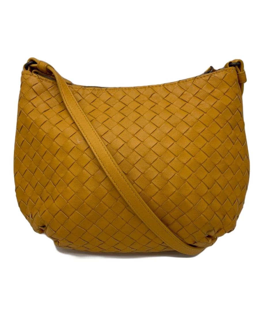 BOTTEGA VENETA INTRECCIATO LEATHER SHOULDER BAG: BOTTEGA VENETA Intrecciato Leather Shoulder Bag Brand: BOTTEGA VENETA Type: Handbag Material: none Color: Yellow Size: H:20cm / W:26.5cm / D:8.5cm Accessories: None Accessories Notice: When