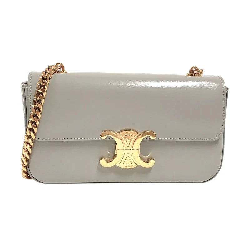 CELINE CLAUDE CHAIN GREY: CELINE Claude Chain Grey Brand: CELINE Type: Handbag Material: Shiny Calfskin Color: Gray/GD Hardware Size: W: 20.5cm / H: 11.5cm / D: 4cm / Shoulder: 50cm Accessories: None Accessories No