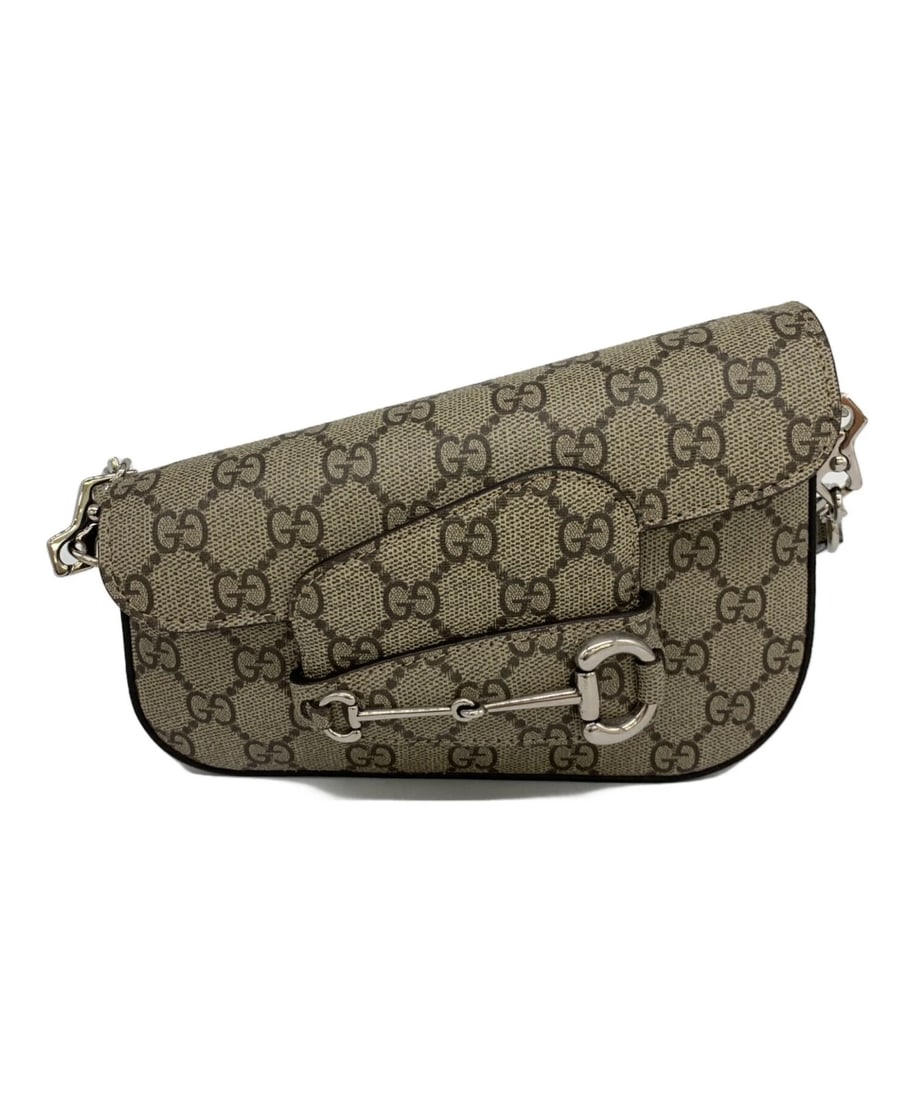 GUCCI HORSEBIT SHOULDER BAG: GUCCI Horsebit Shoulder Bag Brand: GUCCI Type: Handbag Material: none Color: Gray Size: H:14cm / W:20cm / D:6cm Accessories: None Accessories Notice: When purchasing pre-owned goods, please