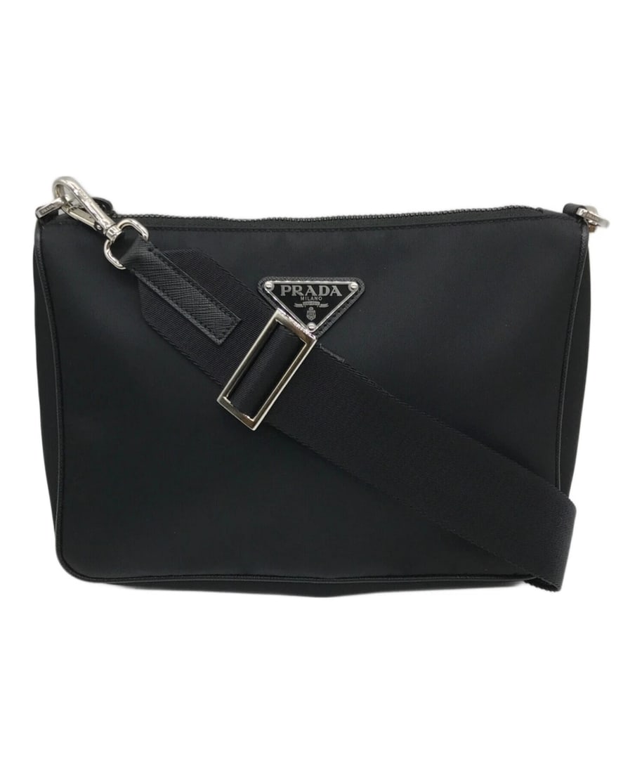 PRADA RE-NYLON SHOULDER BAG: PRADA RE-NYLON Shoulder Bag Brand: PRADA Type: Handbag Material: none Color: Black Size: H:17cm / W:23cm / D:6cm Accessories: None Accessories Notice: When purchasing pre-owned goods, plea