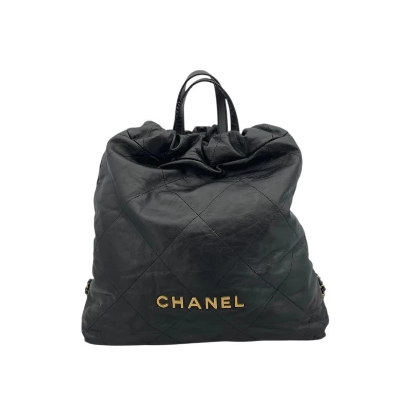 CHANEL 22 LARGE CALF LEATHER SHOULDER BAG: CHANEL 22 Large Calf Leather Shoulder Bag Brand: CHANEL Type: Handbag Material: Calf Leather Color: Black x GD Hardware Size: W: 34cm / H: 37cm / D: 7cm / Shoulder: 80cm Accessories: None