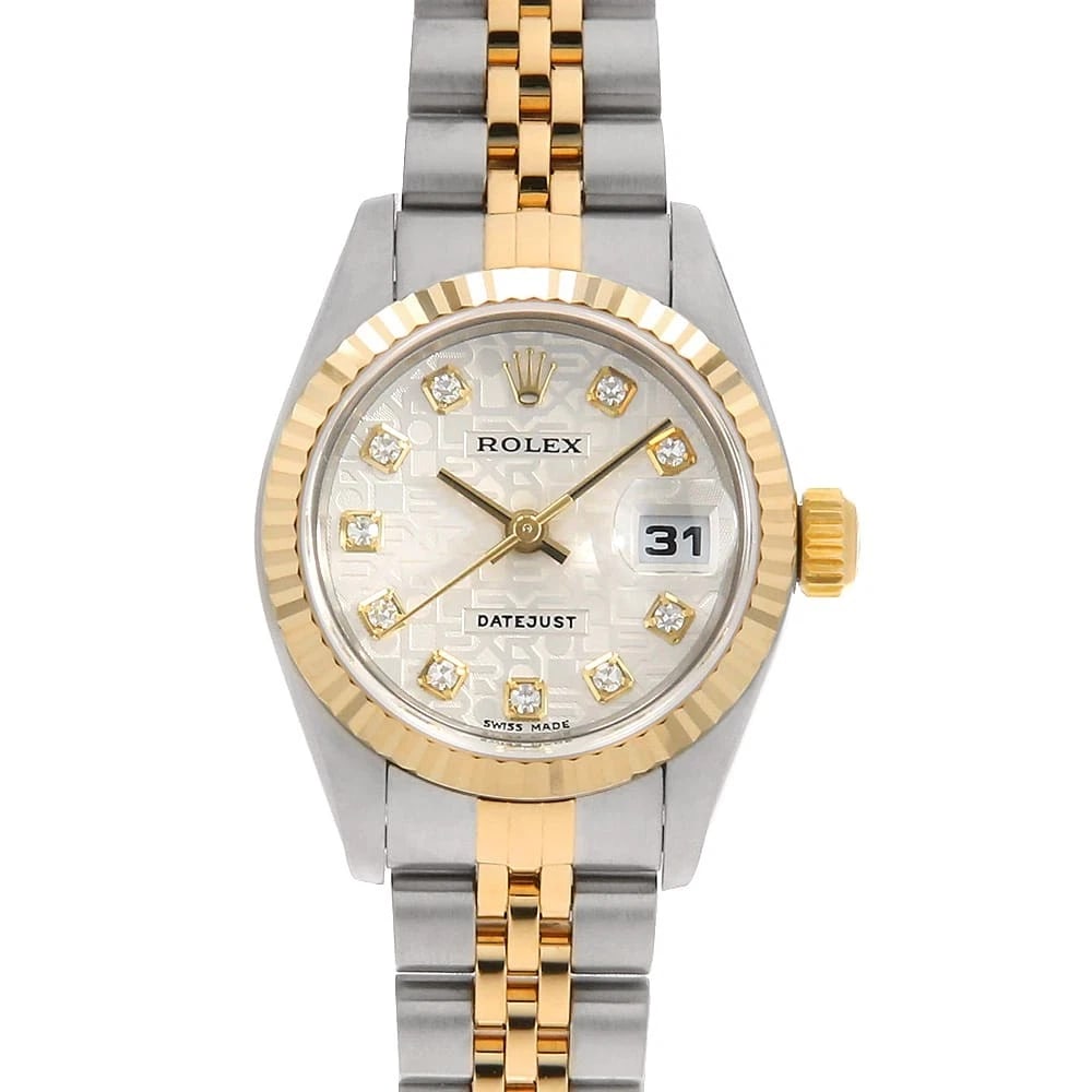 ROLEX DATEJUST DIAMOND SILVER CARVING COMPUTER WATCH (1 of 6)