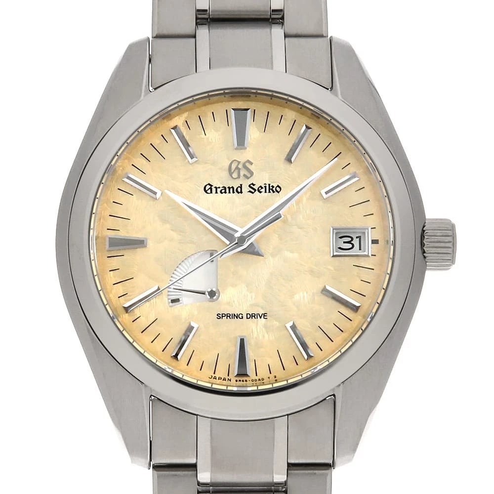 GRAND SEIKO HERITAGE COLLECTION SPRING DRIVE GINZA WATCH: Grand Seiko Heritage Collection Spring Drive Ginza, Watch Brand: Grand Seiko Type: Wrist watch Material: Band Material Bright Titanium, Case Material Bright Titanium Color: Dial Color Gold Size: B